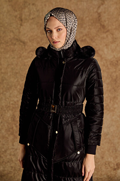 Setrms Suni Kürk Kapüşonlu Kapitone Kaban