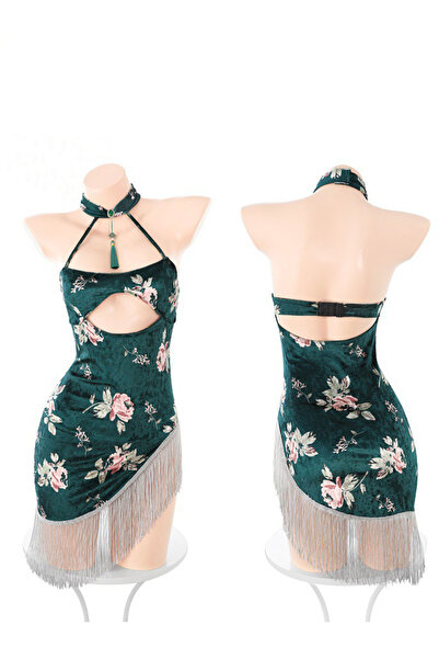 JInsh فستان شيونغسام نسائي مثير بصدر مفتوح وملابس نوم مثيرة