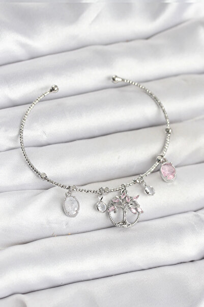 shopwave Hayat Ağacı Charmlı Gümüş Renk Pirinç Kadın Bileklik