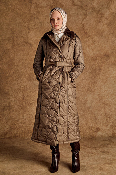 Setrms Suni Kürk Yakalı Kapitone Kruvaze Mont