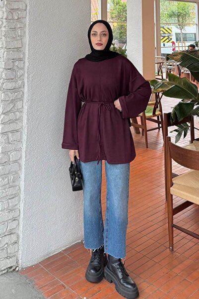 lamelif Lace-Up Detailed Sweat Burgundy