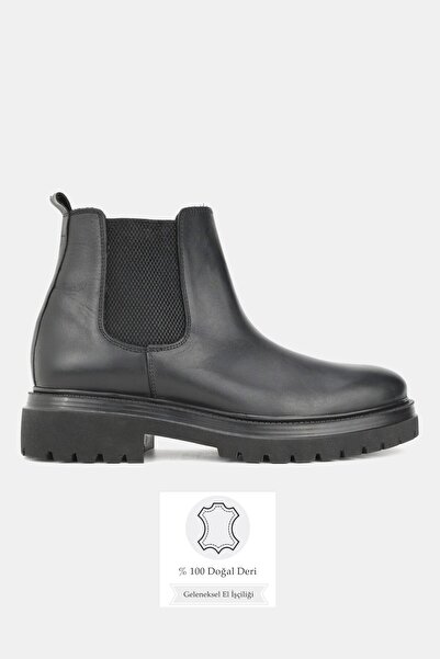 TUNAELLİ ERKEK SİYAH HAKİKİ DOĞAL DERİ 39-45-46 NUMARA CHELSEA BOT