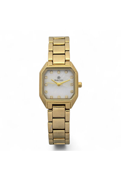 Rose Lina Women's watch with a modern design, gold color and white dial, water resistant, stainless steel, 3-year warranty