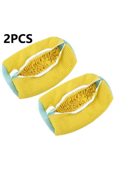 Choice1 قطعتان أصفرتان، قطعة ونصف من واقيات أكياس الغسيل المصنوعة من ألياف البوليستر الناعمة، مناسبة لغسل الأحذية في الغسالة