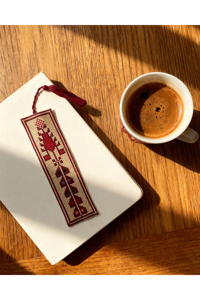 Zaytoon فاصل كتب من القماش المطرز الفلسطيني (تاتريز) 16×5 سم