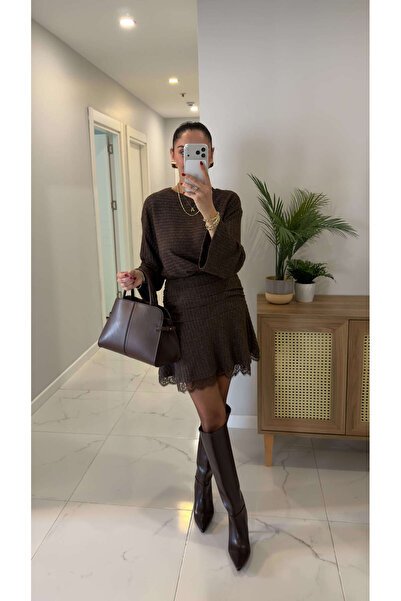 BİRCANÇİL Kones Kahve Bel Büzgülü Elbise