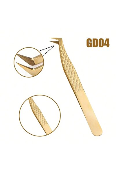 Choice11 ملقط تمديد الرموش عالي الدقة GD04 من Gemerry باللون الذهبي من الفولا...
