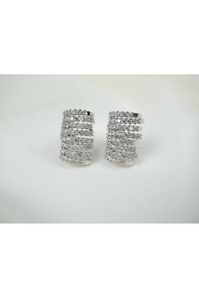 ATELİER TUĞBA Kp068 Stone Multi-Row Earrings Silver