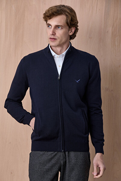 SMILE كارديجان تريفور من القطن بنسبة 100% باللون الأزرق الداكن