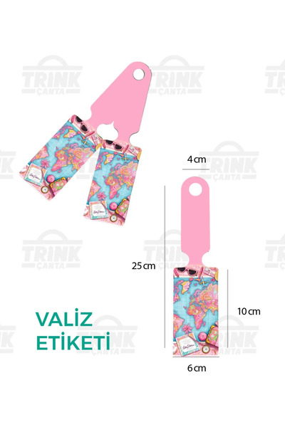 Trink Çanta Ετικέτα αποσκευών από σιλικόνη με σχέδιο *2 τεμάχια* Ροζ χάρτης του κόσμου