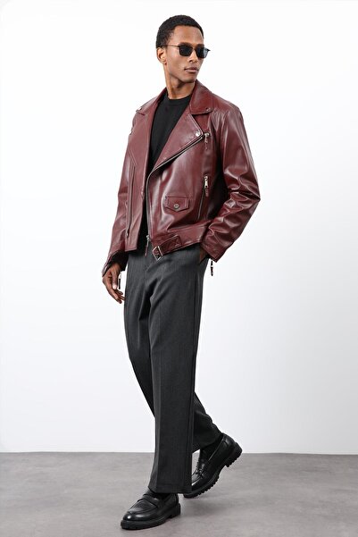 Antioch Burgundy 100% Leather Biker Jacket