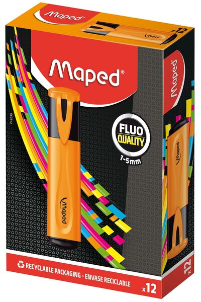 Maped قلم تمييز برتقالي × 12 ب