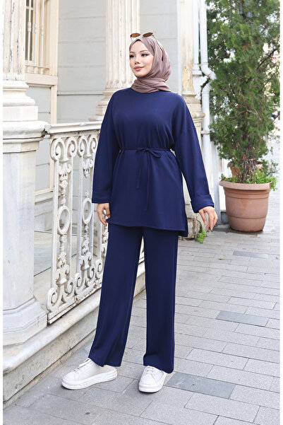 sefamerve Premium Fabric Tunic Trousers Double Suit 2191-05 Navy Blue