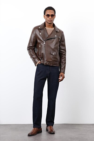 Antioch Brown 100% Leather Biker Jacket
