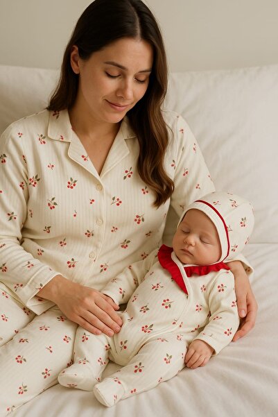 Tiny World ANNE PİJAMA BEBEK TULUM KOKİNA DESENLİ ANNE BEBEĞİN İLK UYUMU