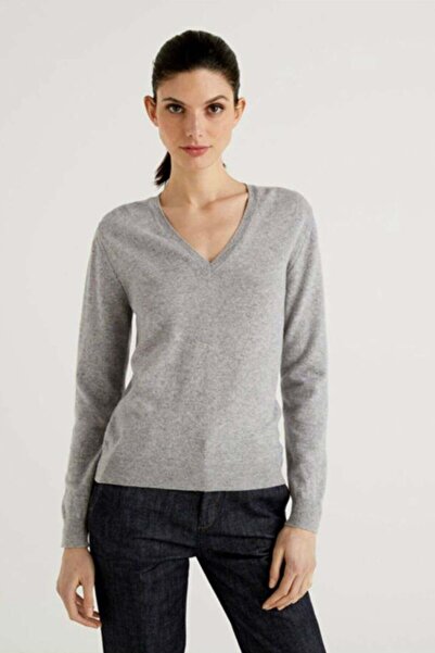 United Colors of Benetton Women's / Girls' Gray Melange Sweater Model Code: (124A1002D4488Grey Melange)