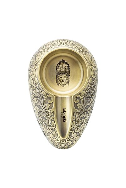 Lubinski Yeni Seri Lion İşleme Metal Tekli Puro Küllüğü - Gold