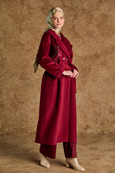 Setrms Kuşaklı Kruvaze Kaşe Kaban