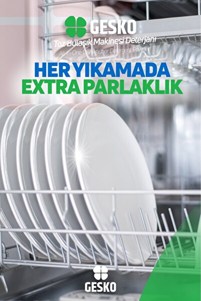 GESKO Toz Bulaşık Makinesi Deterjanı Hepsi Bir Arada 80 Yıkama Ölçekli