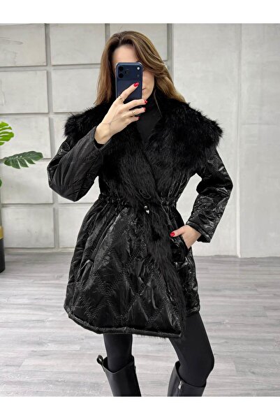 Coral Baklava Dikişli Rugan Mont 6171 Siyah