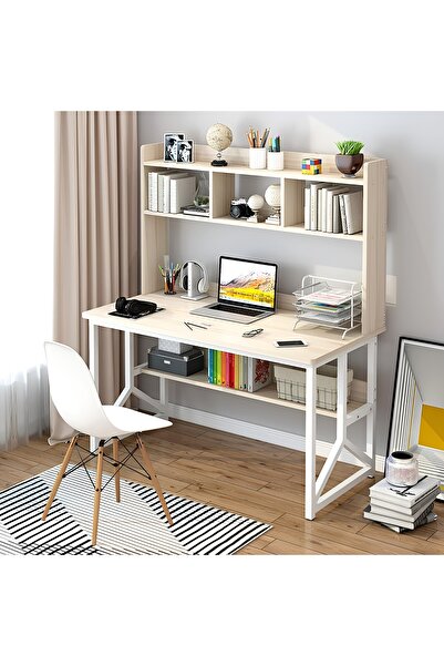 ZUIHAO Study Desk Table with Bookshelf Storage for Home Office Computer Desk for Workstation