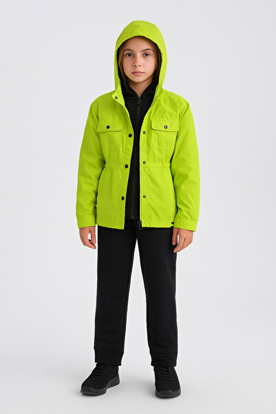 GİYİCEM TEKSTİL Αδιάβροχο παλτό για κορίτσια με κουκούλα T2026-18