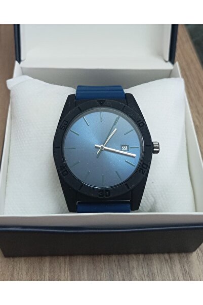 Gerçek Hediyelik Unisex Lacivert Silikon Kordonlu Kol Saati , Kutulu