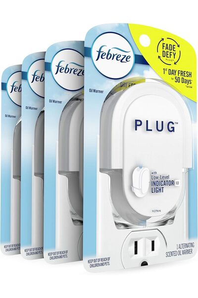 Febreze Plug In Air Freshener Fade Defy Plugs, Scented Oil Warmer - Pack of 4