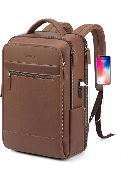 Tzowla Crazy Horse Leather Laptop Backpack (15.6", USB/Type-C Port)