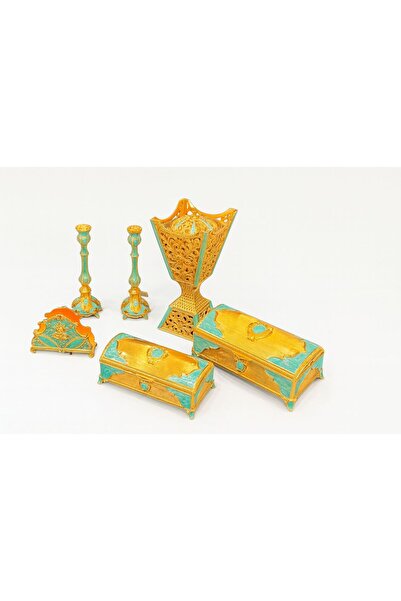 ALMASA طقم ملكي مبخر مع مرش مع شمعدان مع صندوق كبير صندوق صغير مع حامل مناديل