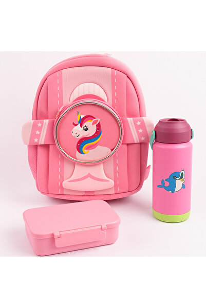 Cocobee Aeroplane Style Unicorn Printed Backpack for Girls – Pink