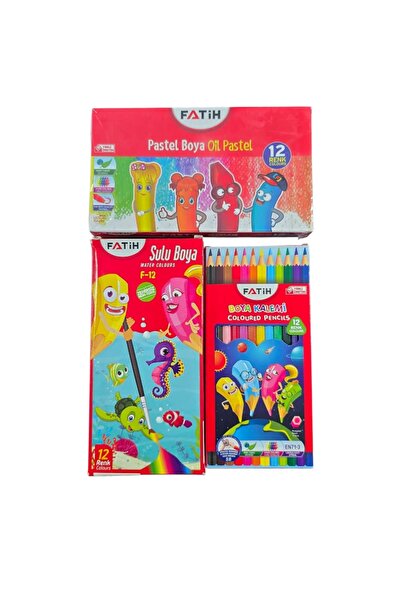 3 LÜ BOYA SETİ 12 Lİ KURU BOYA + 12 Lİ SULU BOYA + 12 Lİ PASTEL BOYA