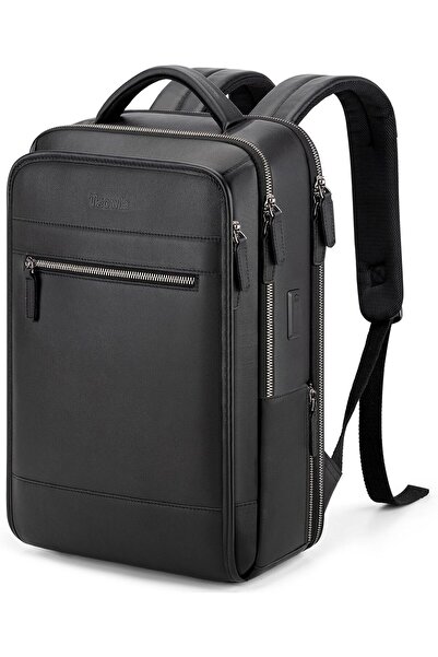 Tzowla Leather Laptop Backpack for Men and Women - Cowhide Leather, USB/Type-C, Fits 15.6 inch