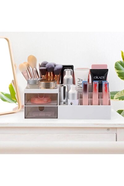 origa 2-Drawer Desk Organizer - Office Pen Holder Compartment Organizer Cosmetic Stand