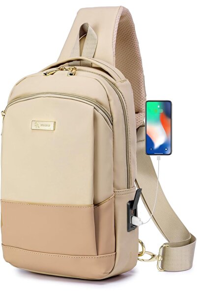 SPAHER Men Sling Bag Waterproof Crossbody Chest Bag with USB Port