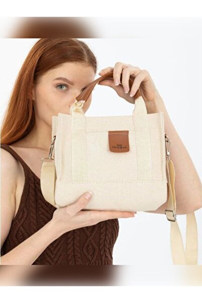 FRİDAS MAİSON Kadın Krem Kanvas Çapraz Askılı Mini El Omuz Çantası
