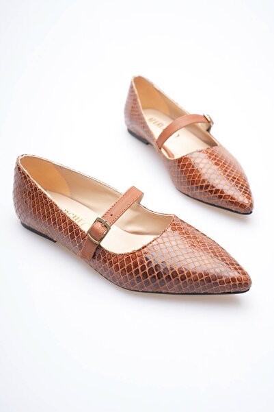 marchéo Isolde Women's Tan Crocodile Ballerina Shoes