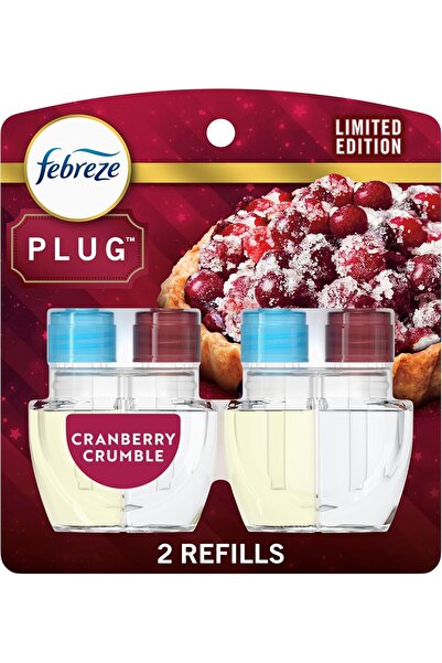 Febreze Plug In Air Freshener Odor-Fighting Scented Oil Refill, Cranberry Crumble, 0.87 oz, 2 Count
