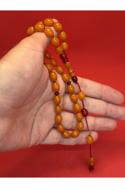 Tarsusi Şükrü Baba İmzalı Sıkma Kehribar Tespih