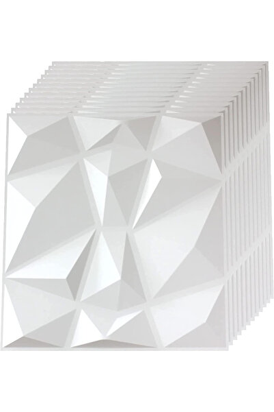 AsolBD لوحة حائط ثلاثية الأبعاد بتصميم ماسي أبيض للديكور الداخلي للمنزل، بلاط PVC عصري محكم، عبوة من 12 قطعة، مساحة 11 قدمًا مربعًا