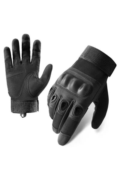 Buldug Black Impact Resistant Tactical Gloves – Breathable Anti-Slip Outdoor Gloves m L XL