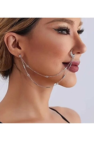 sarıyer silver Vintage Tasarım Zirkon Taşlı İşlemeli Geleneksel Stil Zincirli...