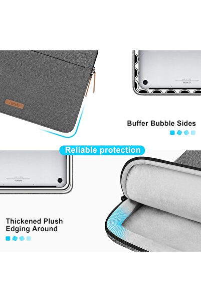 Lacdo 360° Protective 14-inch Laptop Sleeve Case with Accessory Bag - Dark Gray