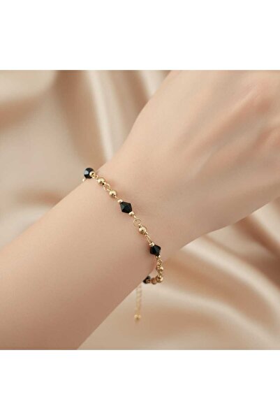 Ralp Moda سوار بتصميم بسيط باللونين الأصفر والأسود مقاس 16 سم + سلسلة تمديد 5 سم