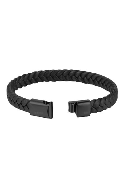 Sarphia Store Brățară împletită pentru bărbați, cu închidere magnetică, neagră