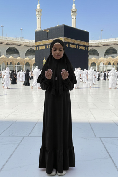 kureyş Çocuk Elbisesi ve Eşarp Takımı - Pamuklu