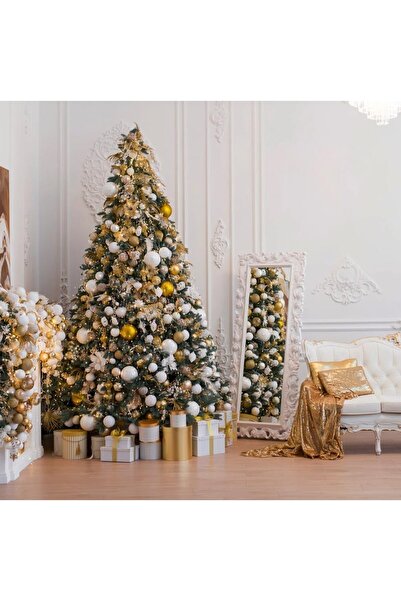 Mado Gallery Artificial Green Christmas Tree Prelit Warm Lights Mixed Branches Foldable Stand -120cm
