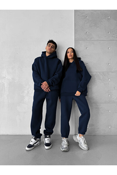 BARLİZ Ειδικό Βασικό Σετ Φόρμας με Κουκούλα σε Μεγάλο Μέγεθος για Ζευγάρια (Μ...