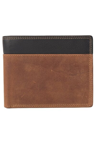 Hunter hunting leather wallet, black, double-stitched, extra-wide cash compartment, ID window, 9.5×