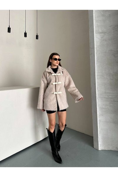 WYNA BOUTİQUE BAĞLAMALI TAŞ TÜYLÜ OVERSİZE HIRKA